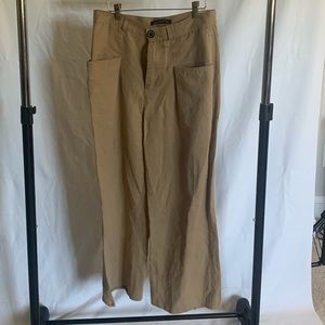 Zara Wide Leg Tan Trousers